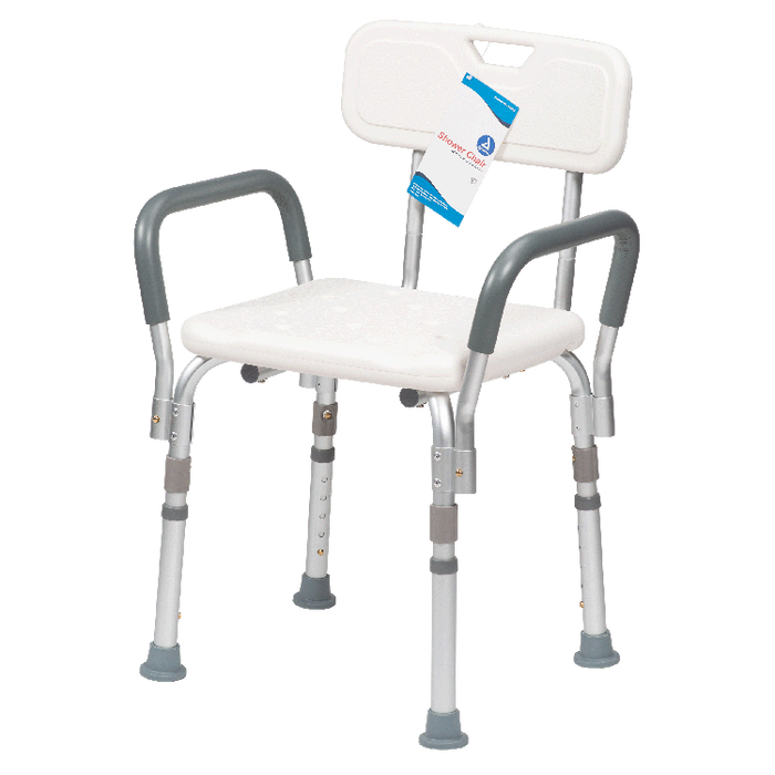 Shower Chair w/ Removable Back and Arms, Aluminum Frame, White