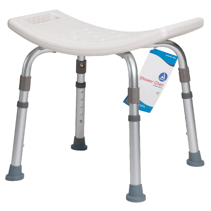 Shower Chair - Without Back,White, Adjustable and Lightweight