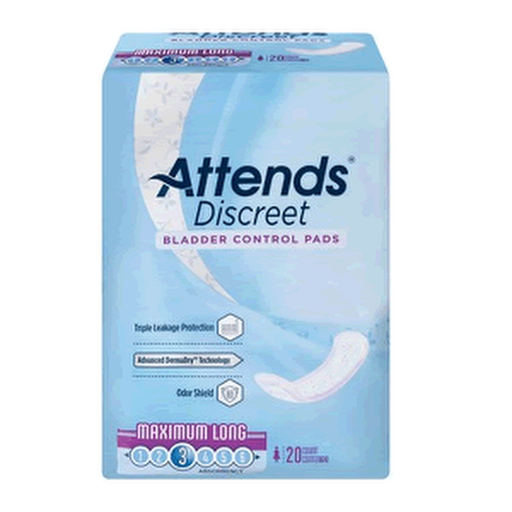 Attends® Discreet Maximum Bladder Control Pad - Long, Moderate Absorbency / 14.5" Length