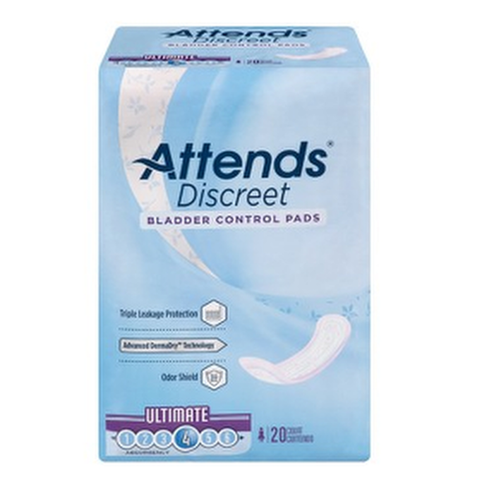 Attends® Discreet Moderate Bladder Control Pad - Moderate Absorbency / 10.5" Length