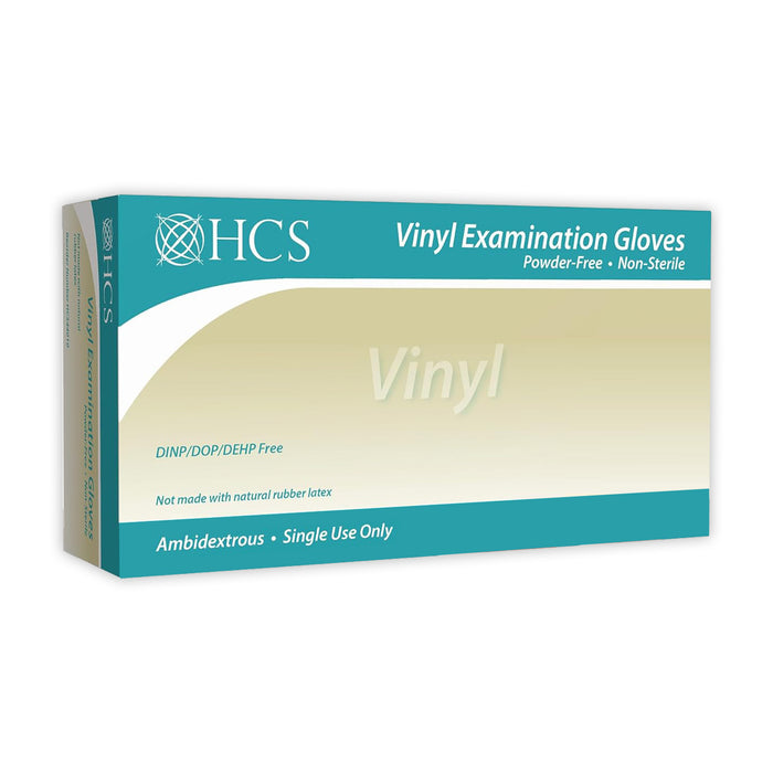 HCS Vinyl Exam Glove - Clear, Non-Sterile, Powder and Latex Free / Large