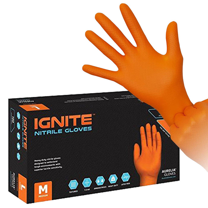 Aurelia® Ignite™ Heavy-Duty Orange  Nitrile Gloves