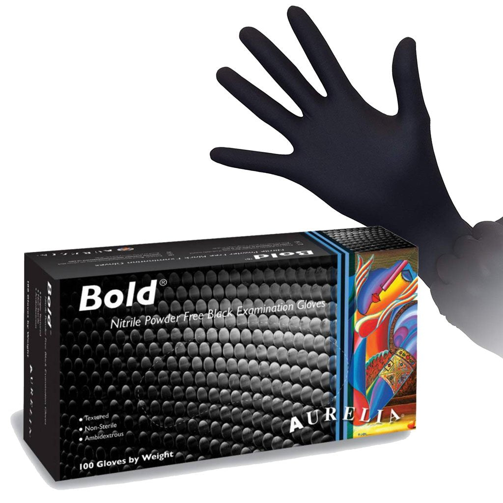 Aurelia® Bold™ Black Disposable Nitrile Gloves — Horizon Medical