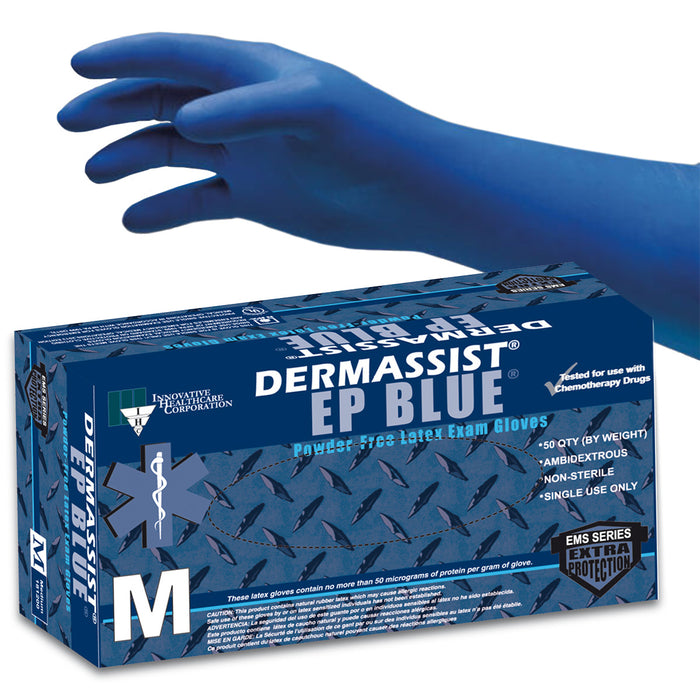 DermAssist® EP BLUE™ Extended Cuff Latex Exam Gloves