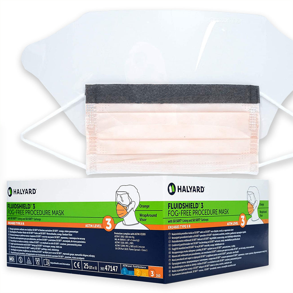 Halyard FLUIDSHIELD® Level 3 Fog-Free with WrapAround Mask Procedure Products V Horizon Medical —
